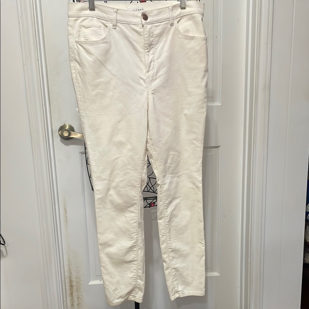 ❤️❤️❤️BOGOHO❤️❤️❤️LOFT Off White Straight Leg Corduroy Pants-12